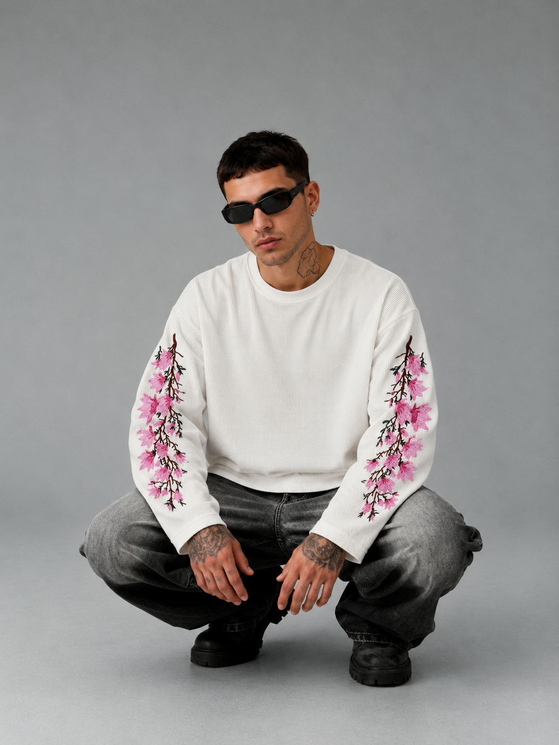 Blossom Thread White Waffle Tee - Image 1
