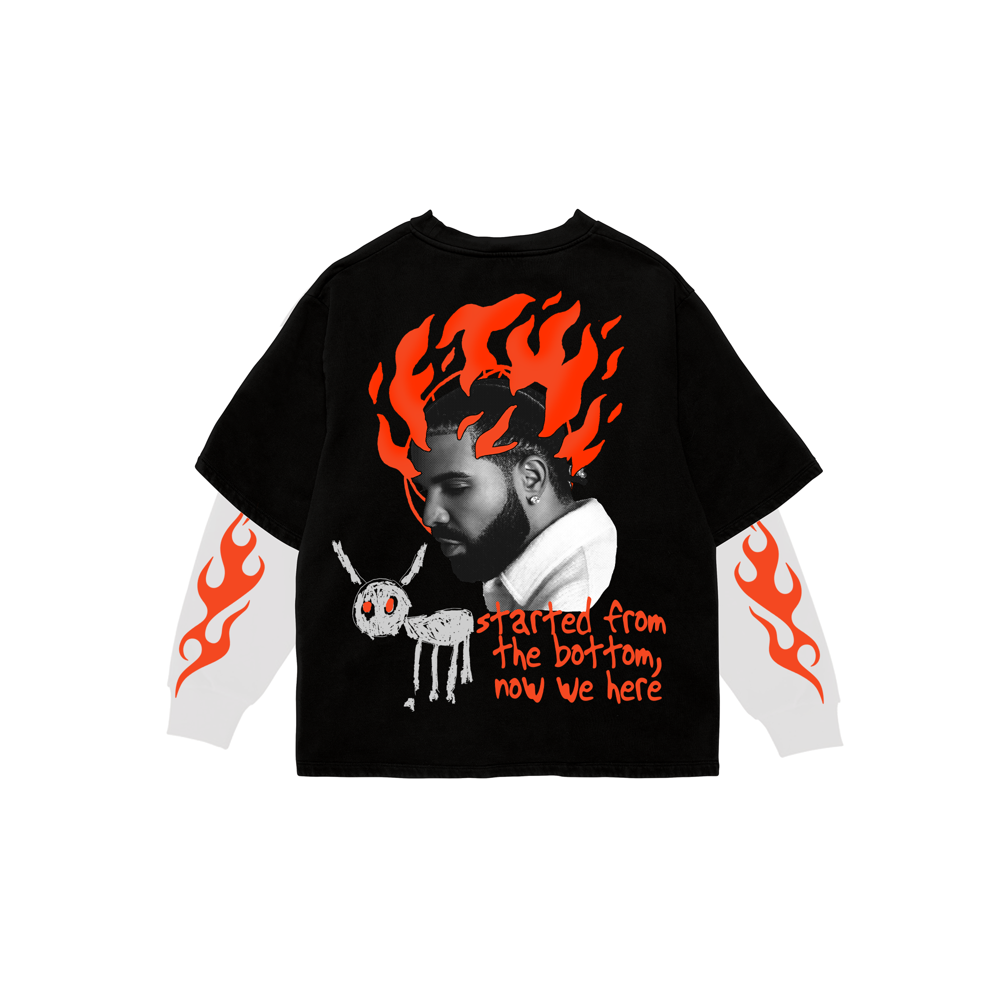 Flame and fame oversized long sleeve tee