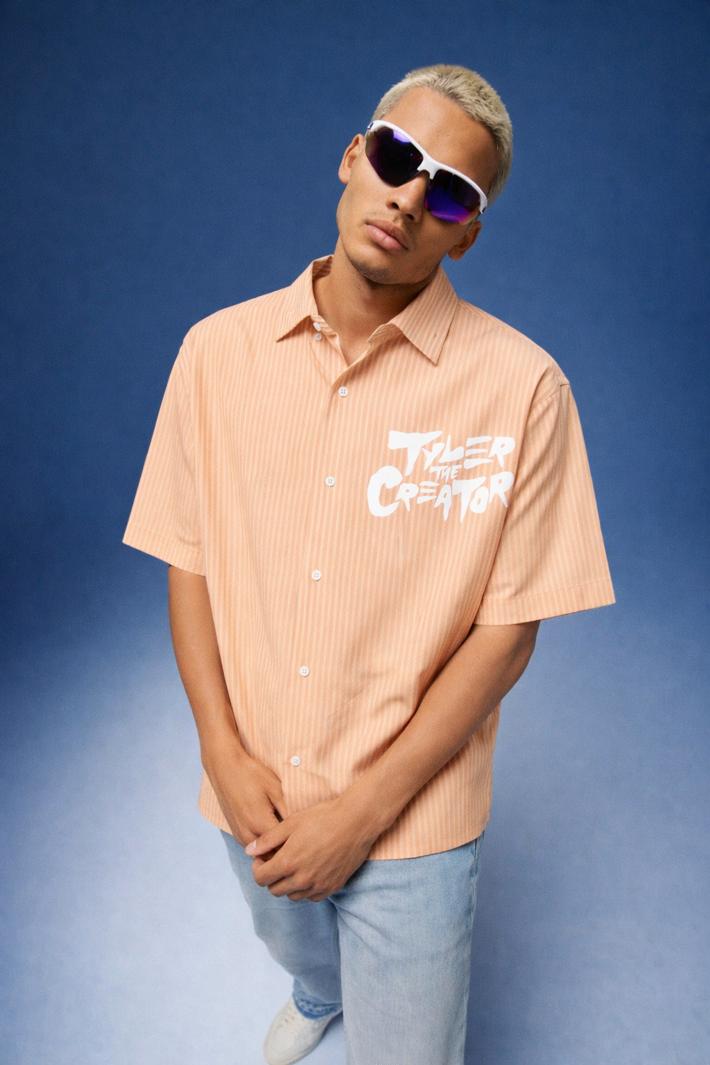 Peach Creator Stripe Oversized Shirt