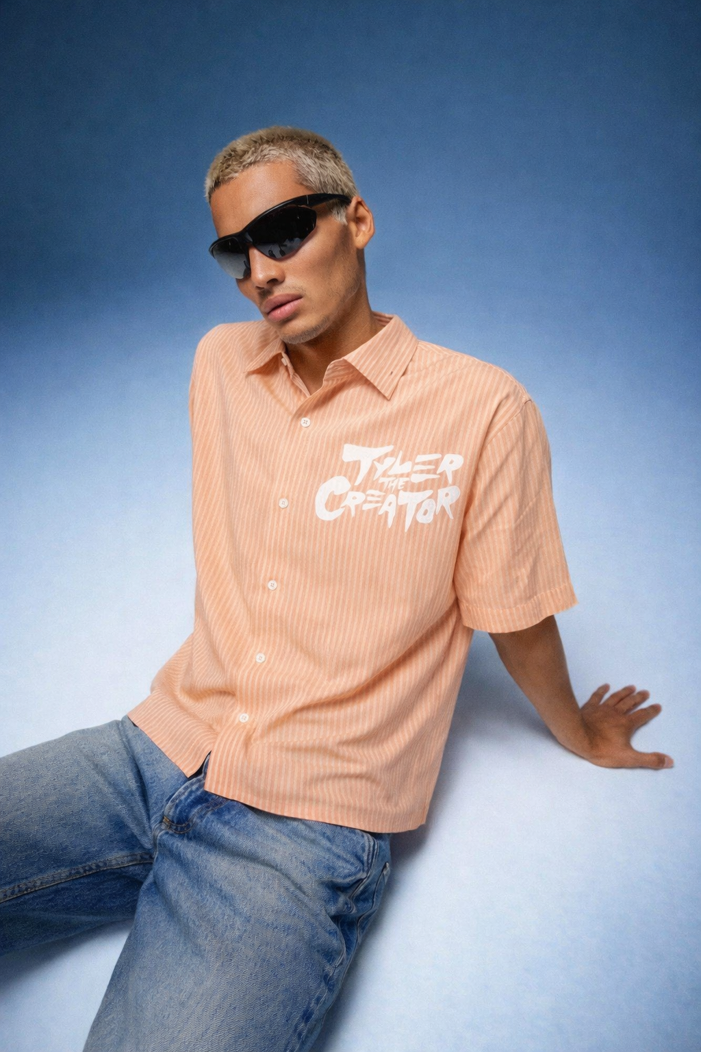 Peach Creator Stripe Oversized Shirt