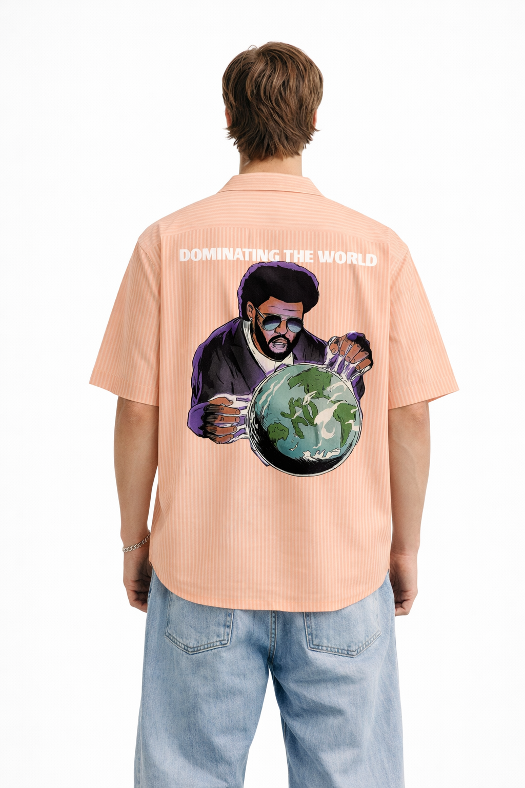 Peach Weekend Stripe Oversized Shirt