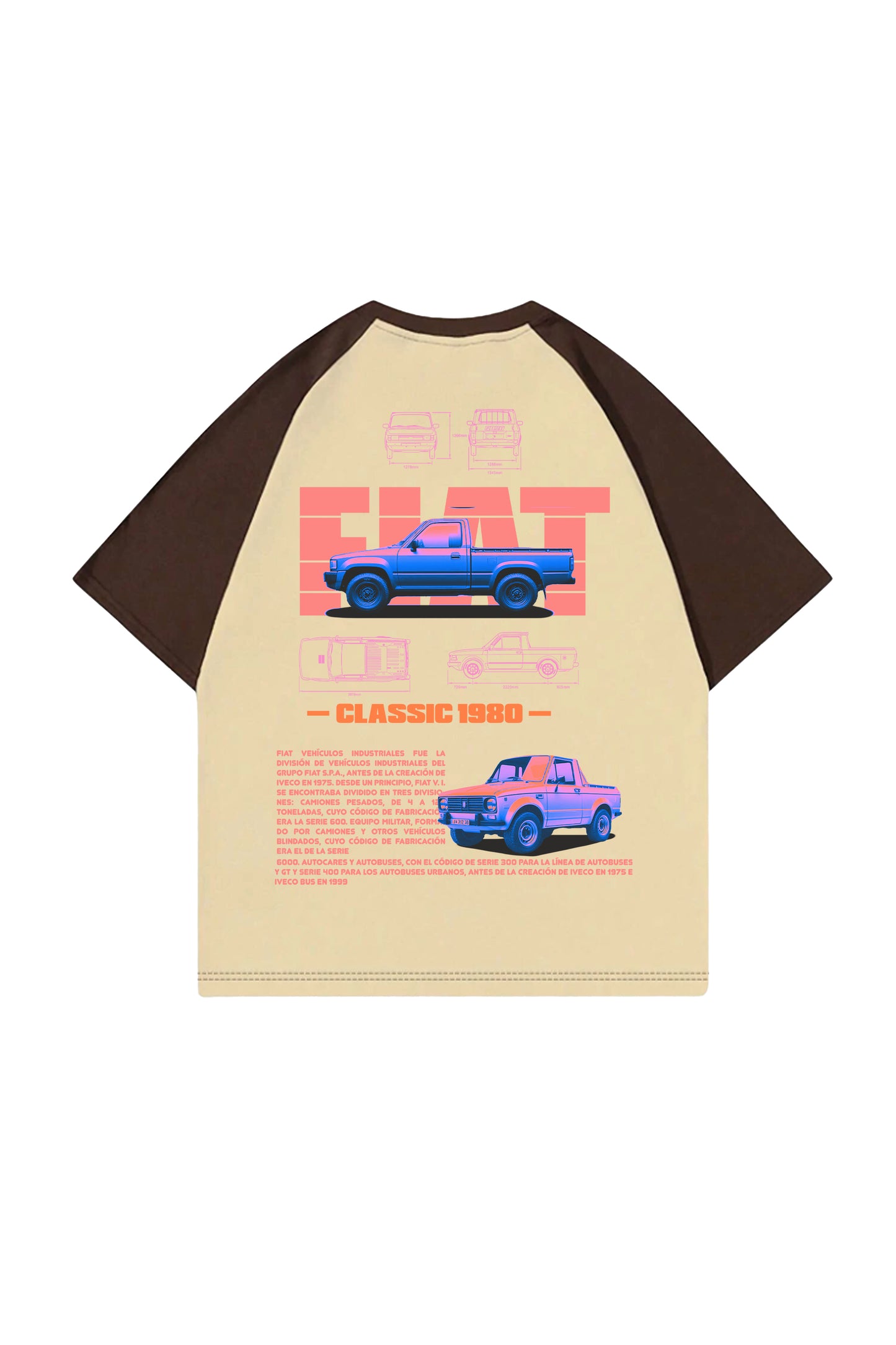 Fiat Classic 1980 Designed Drop Shoulder T-shirt