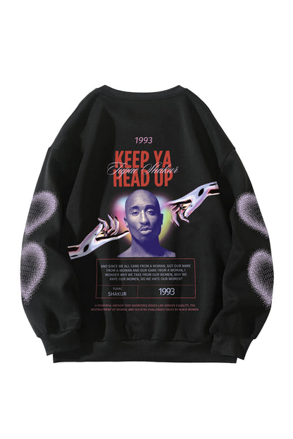 Tupac Shakur Designed Oversized Sweatshirt