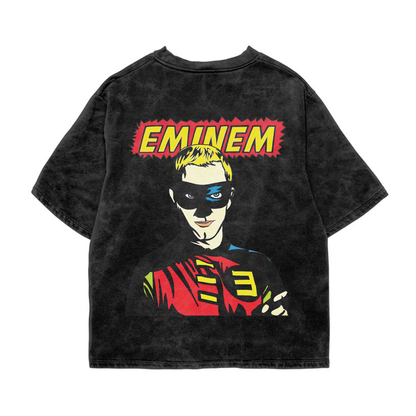 Eminem x Superhero Acid Wash Oversized Tee