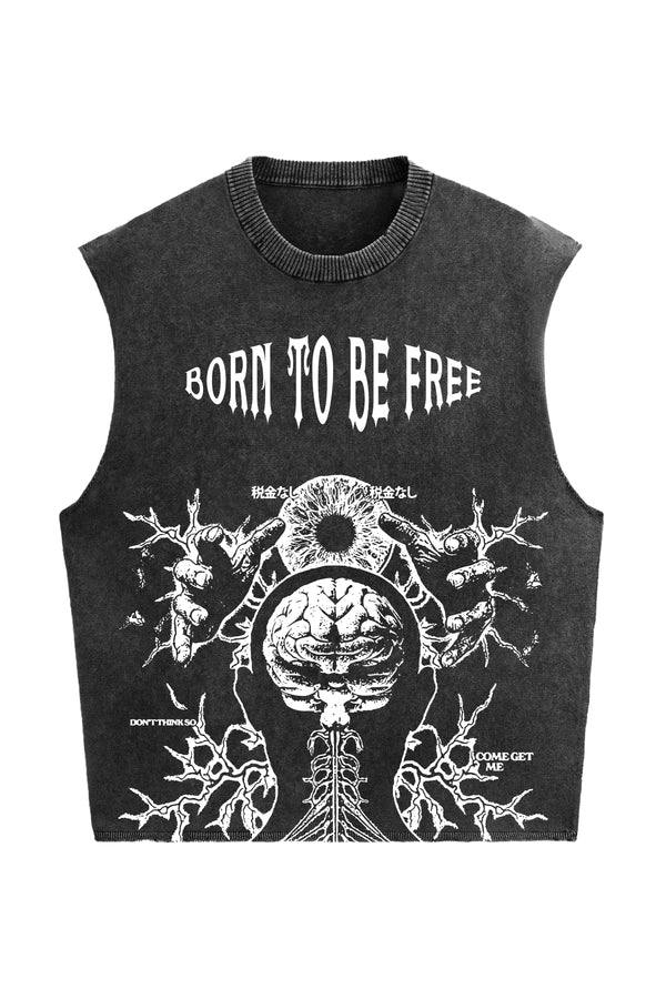 Born To Be Free Designed Vintage Oversized Vest