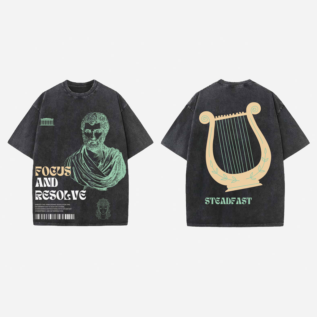 Focus And Resolve Designed Vintage Oversized T-shirt