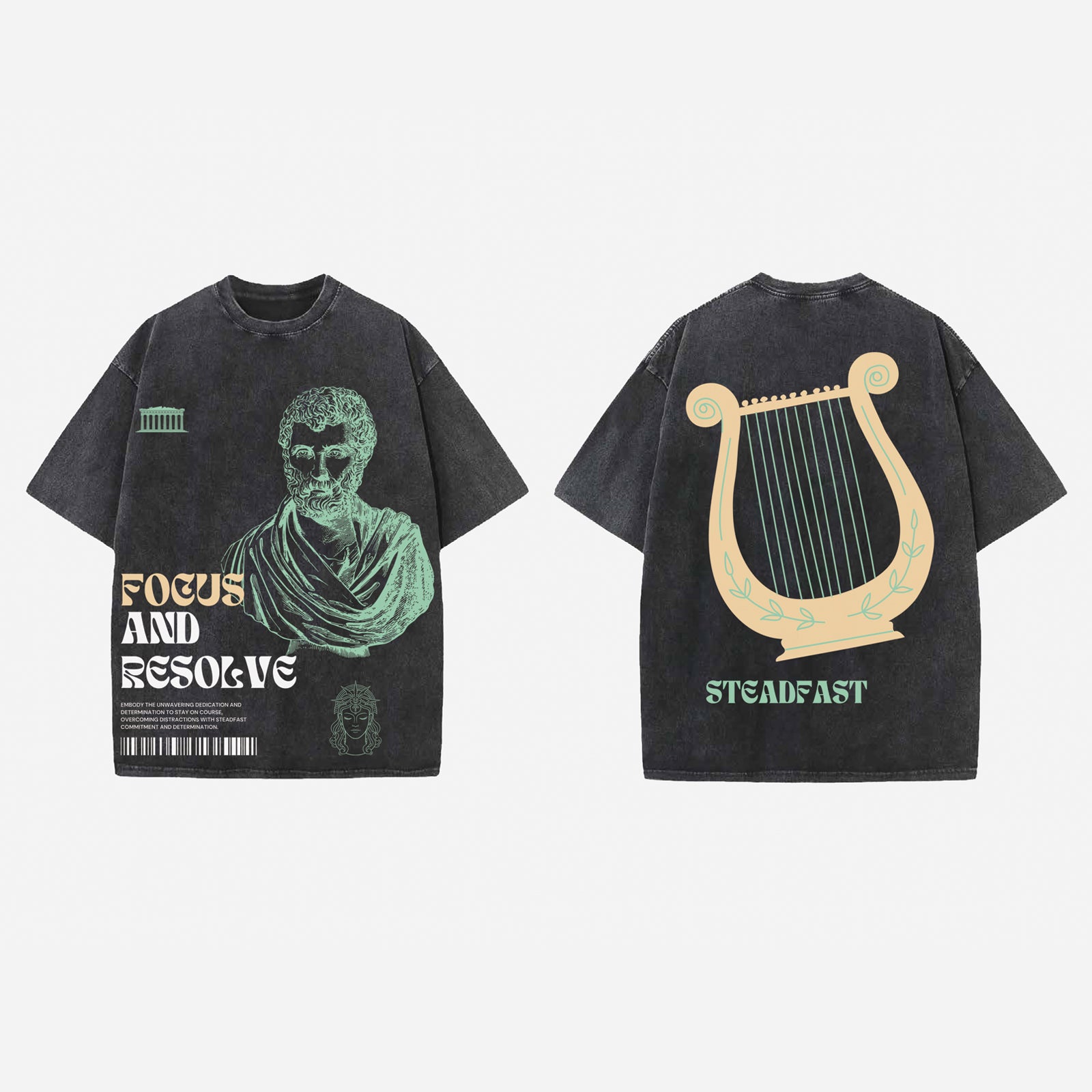 Focus And Resolve Designed Vintage Oversized T-shirt