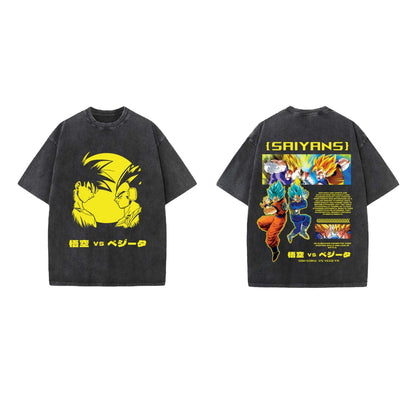 Son Goku Vs Vegeta Designed Vintage Oversized T-shirt