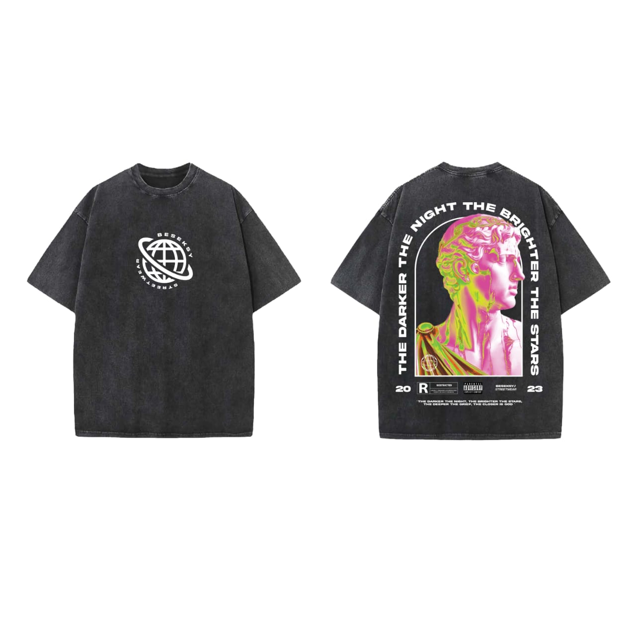 The Darker The Night The Brighter The Stars Designed Vintage Oversized T-shirt