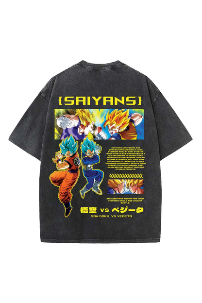 Son Goku Vs Vegeta Designed Vintage Oversized T-shirt