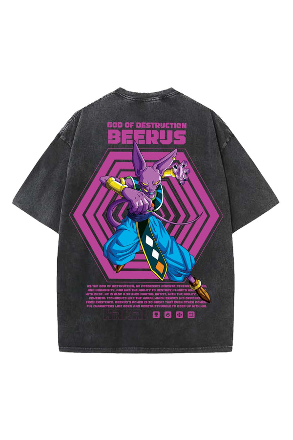 Beerus God Of Destruction Designed Vintage Oversized T-shirt