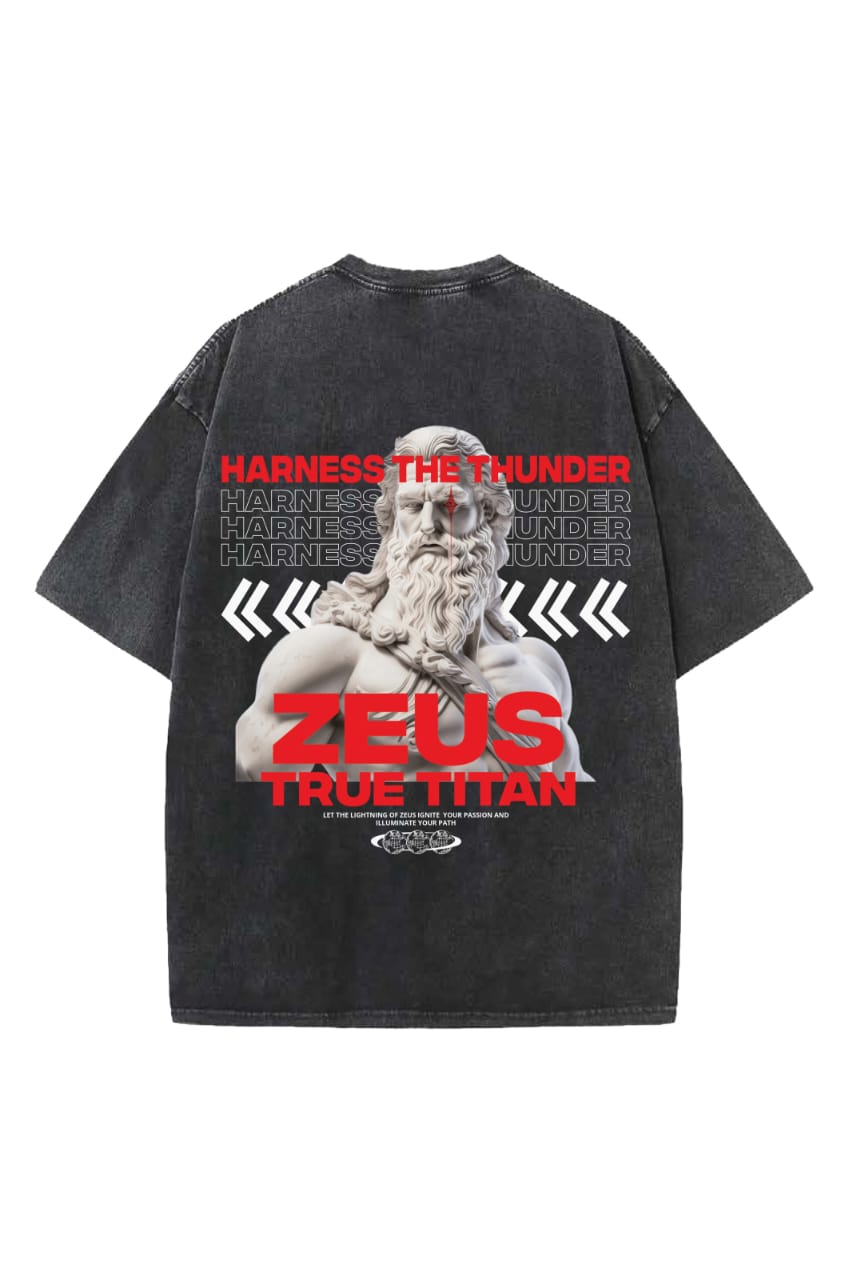Zeus True Titan Designed Vintage Oversized T-shirt