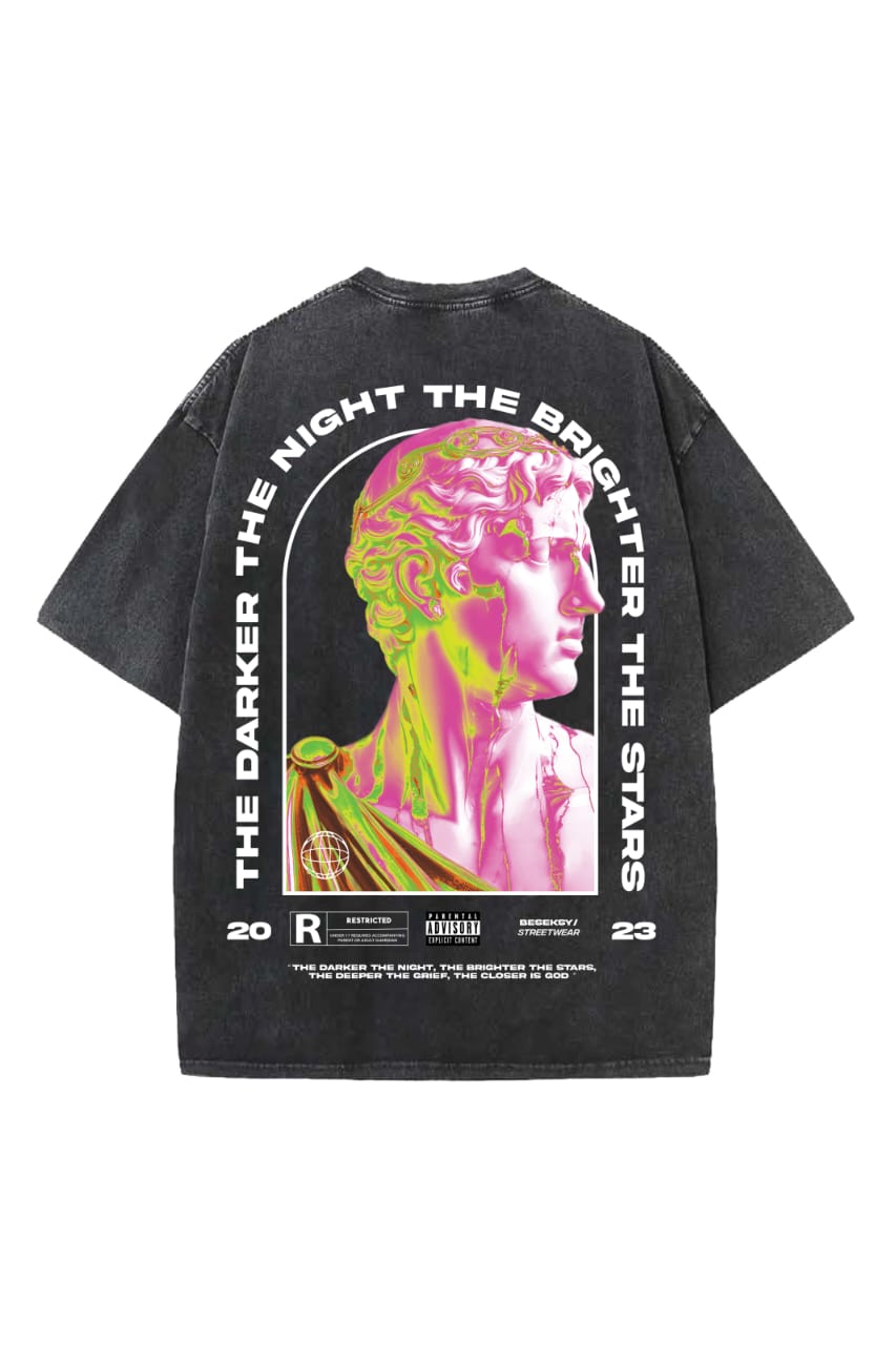 The Darker The Night The Brighter The Stars Designed Vintage Oversized T-shirt