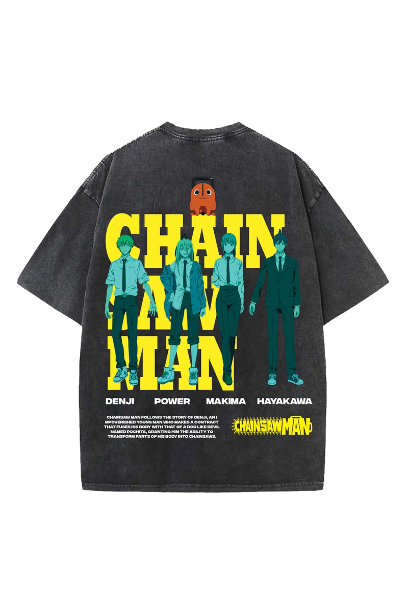 Chainsaw Man Designed Vintage Oversized T-shirt