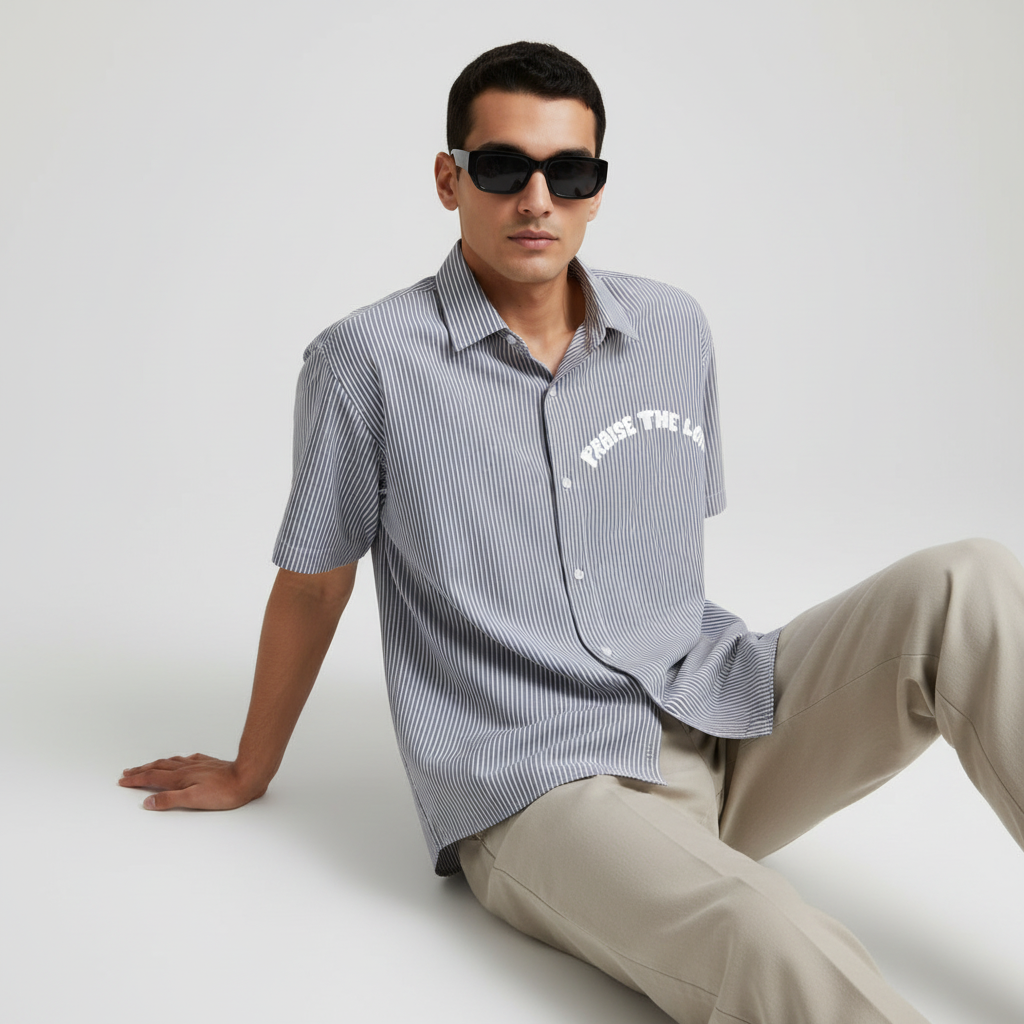 Praise Lord Stripe Oversized Shirt