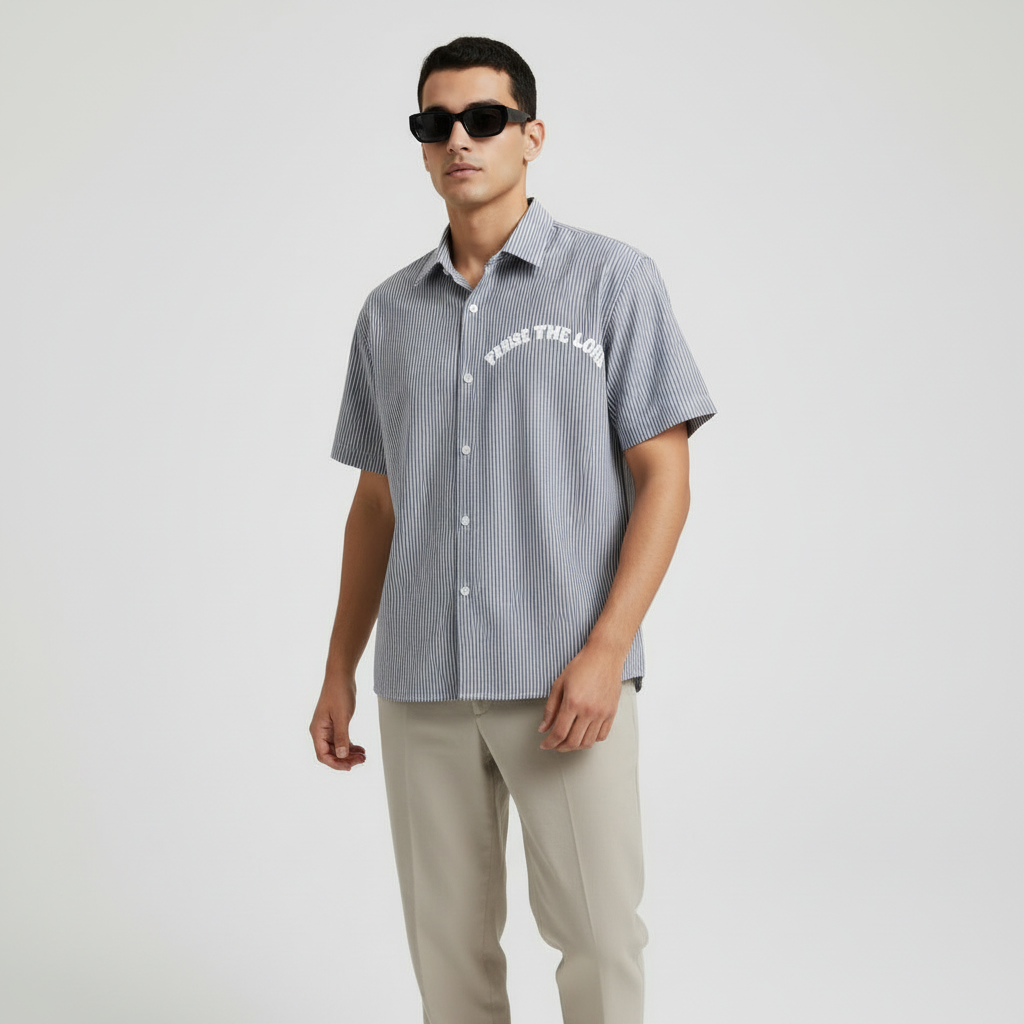 Praise Lord Stripe Oversized Shirt