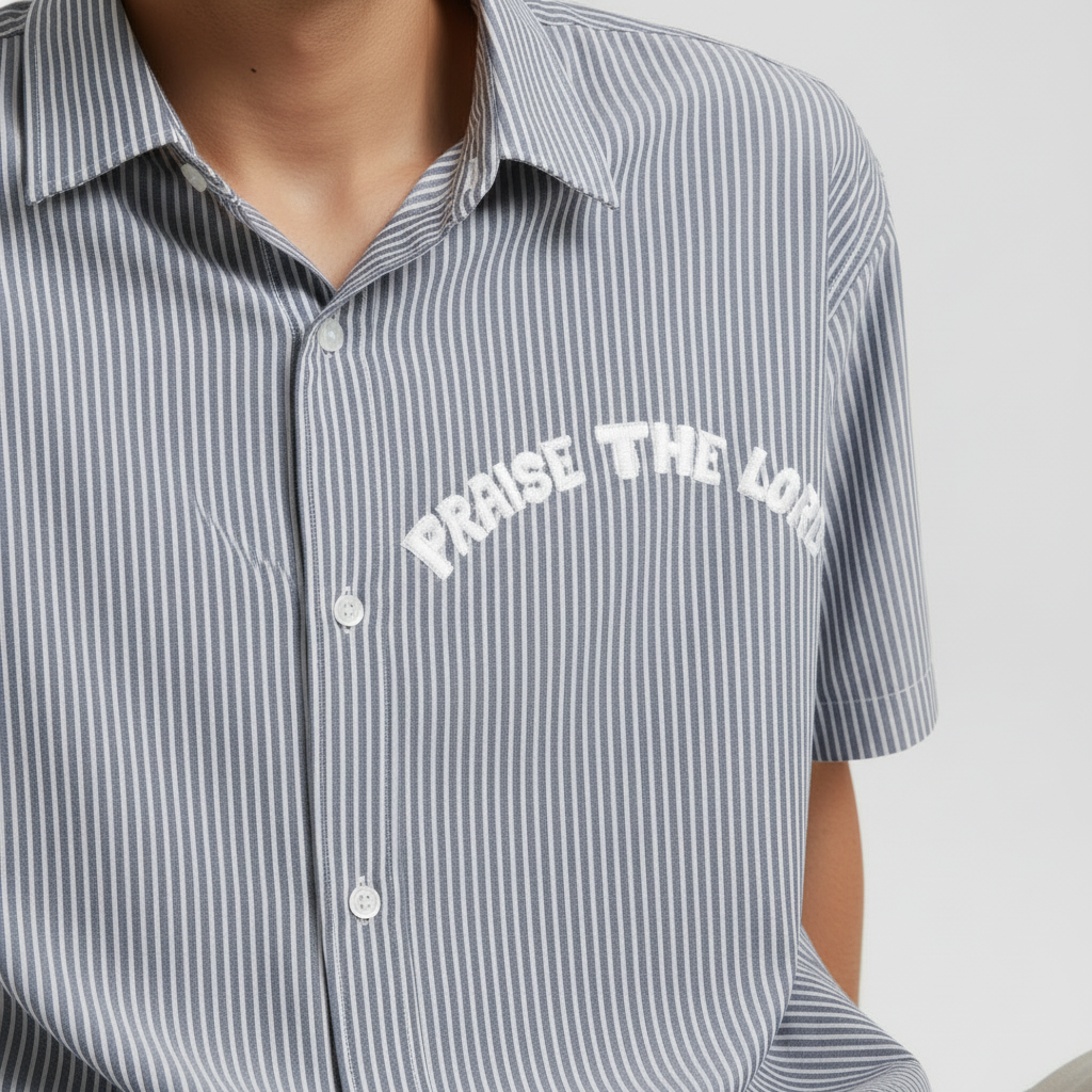 Praise Lord Stripe Oversized Shirt