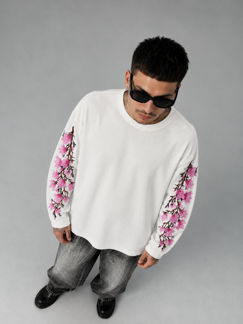 Blossom Thread White Waffle Tee