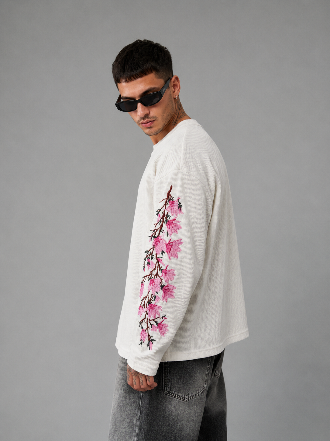 Blossom Thread White Waffle Tee
