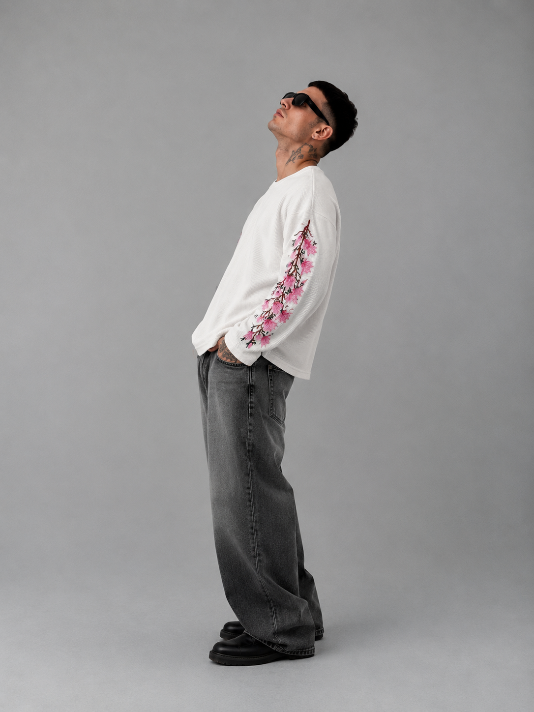 Blossom Thread White Waffle Tee