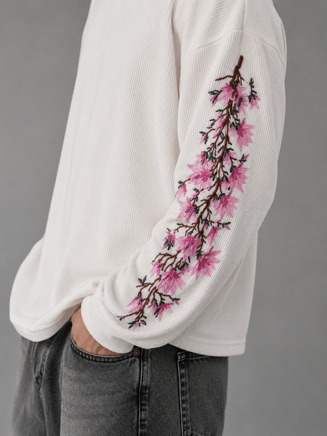 Blossom Thread White Waffle Tee