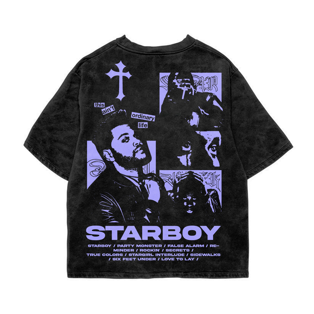 Starboy Retro Acid Wash Oversized Tee