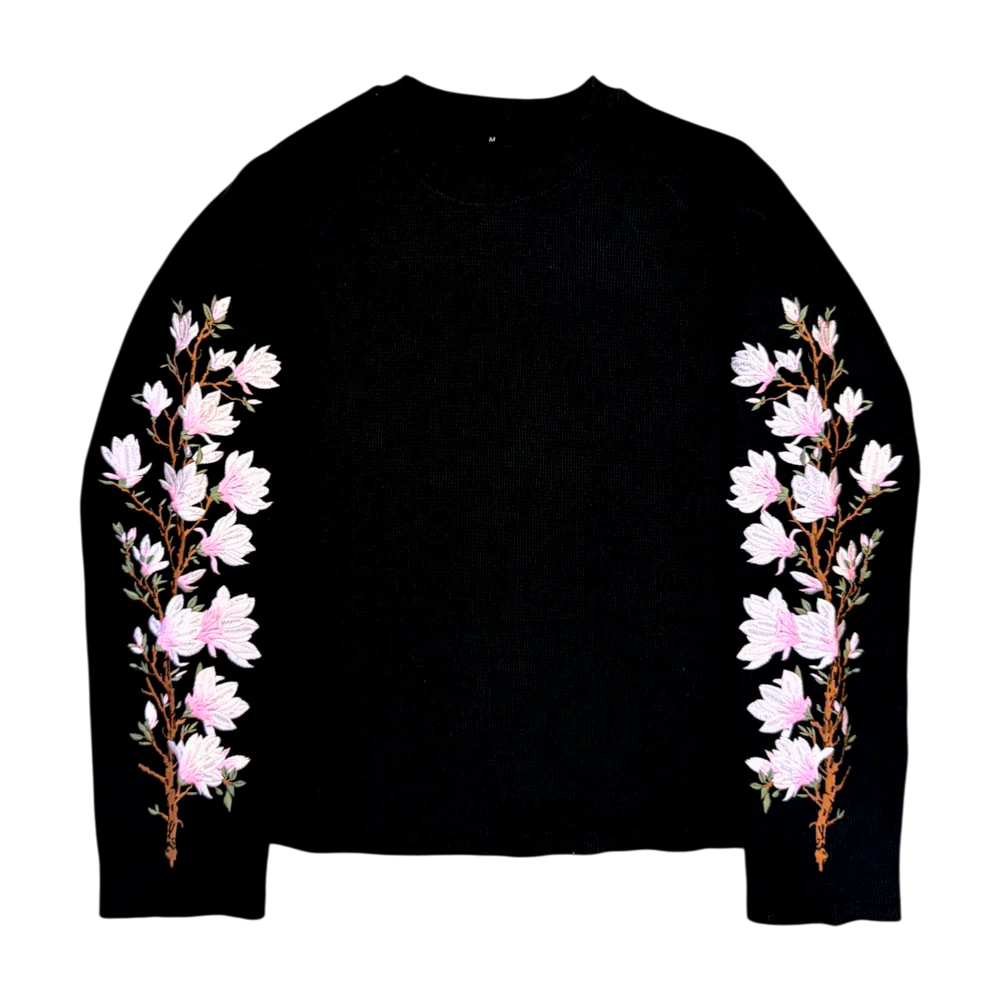 Blossom Thread Black Waffle Tee - Image 1