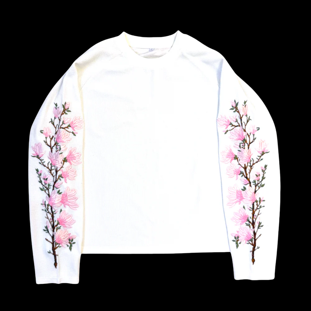 Blossom Thread White Waffle Tee