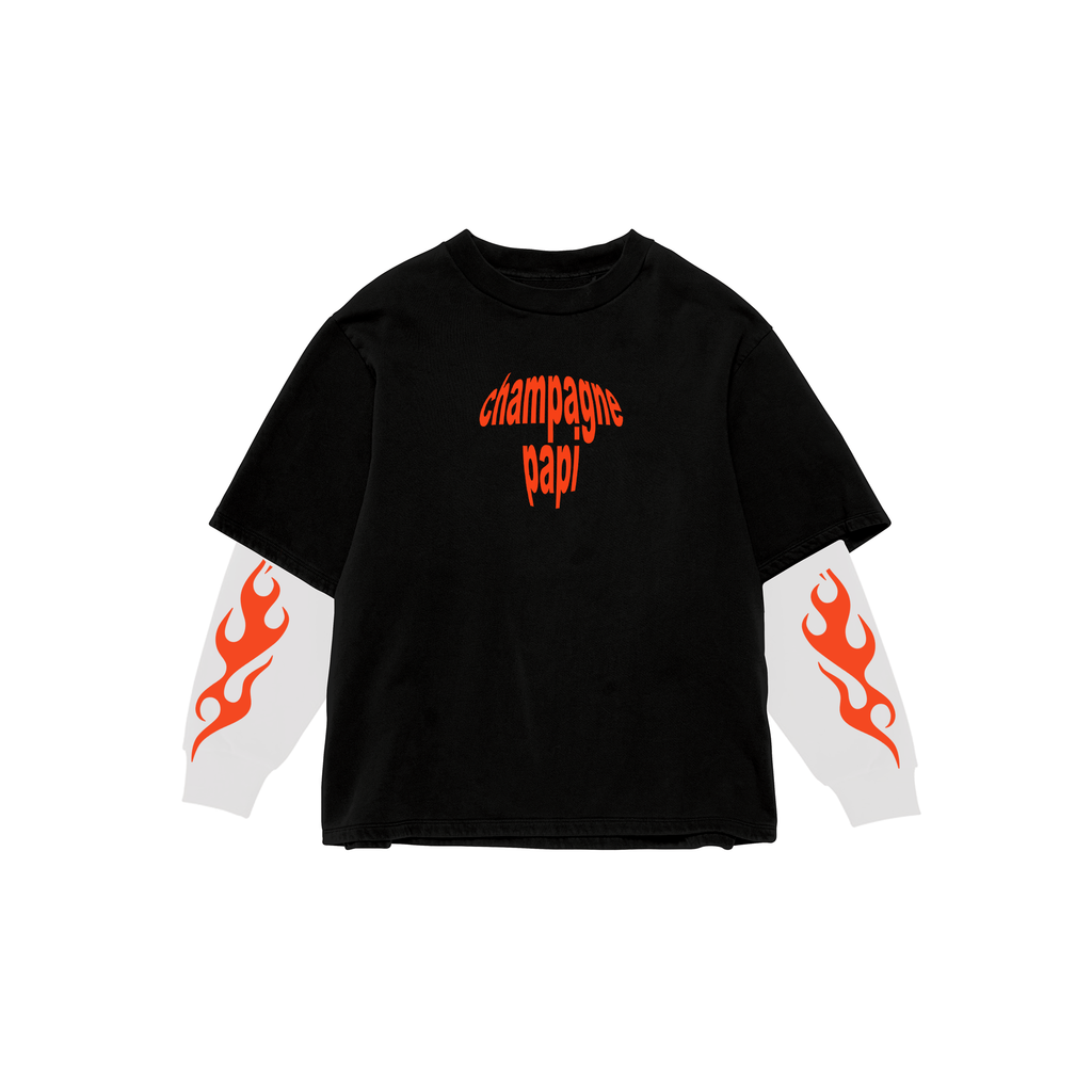 Flame and fame oversized long sleeve tee