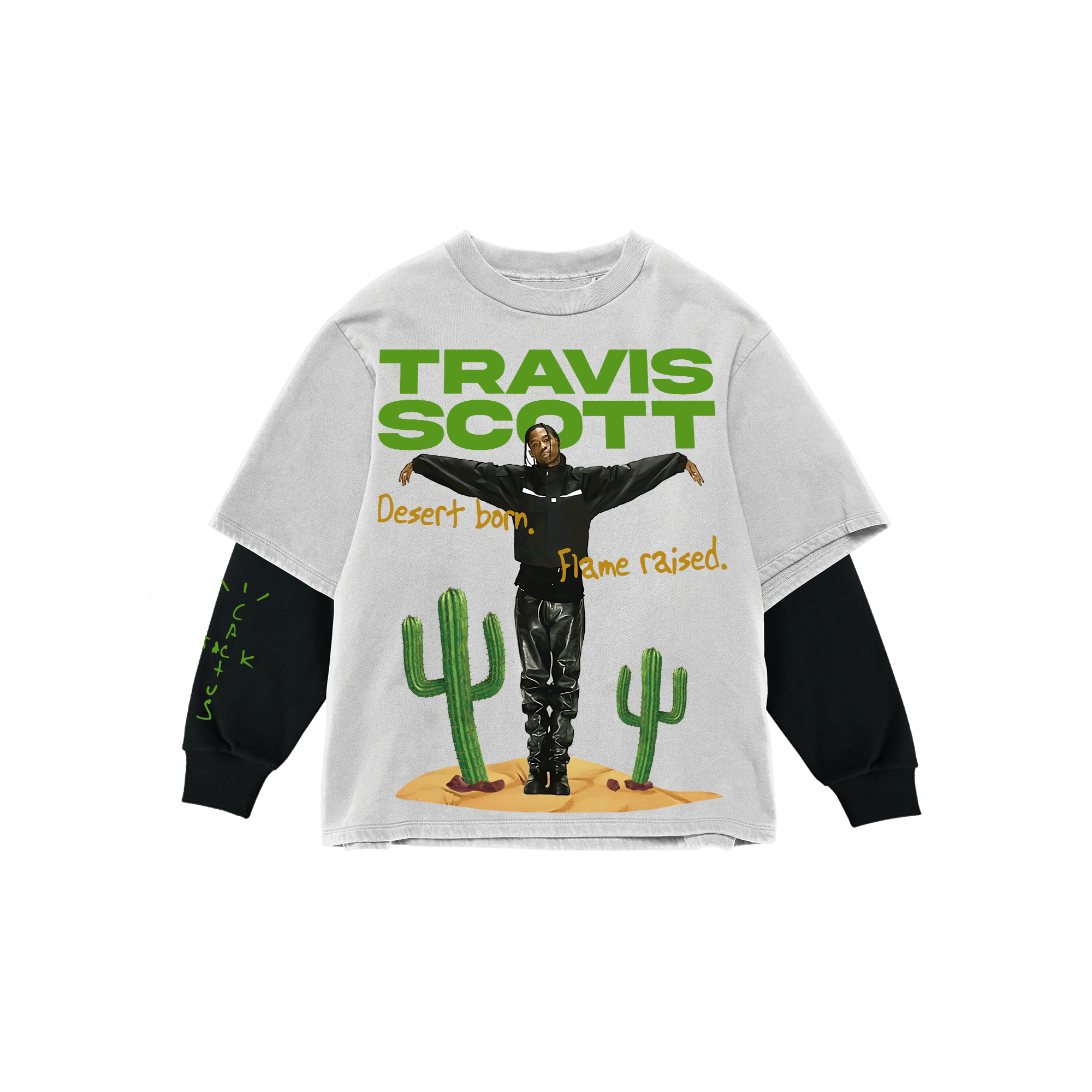 Cactus flame oversized long sleeve tee