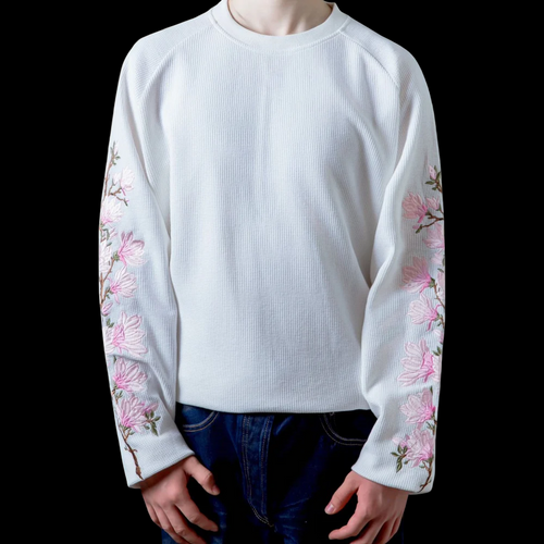 Blossom Thread White Waffle Tee