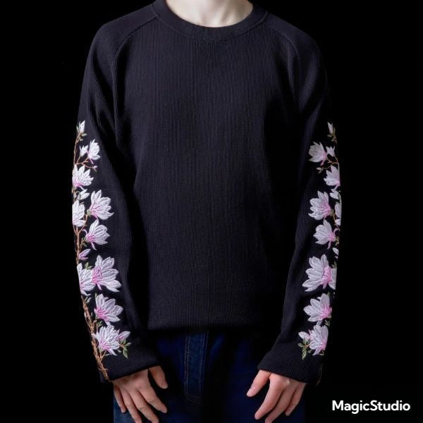 Blossom Thread Black Waffle Tee