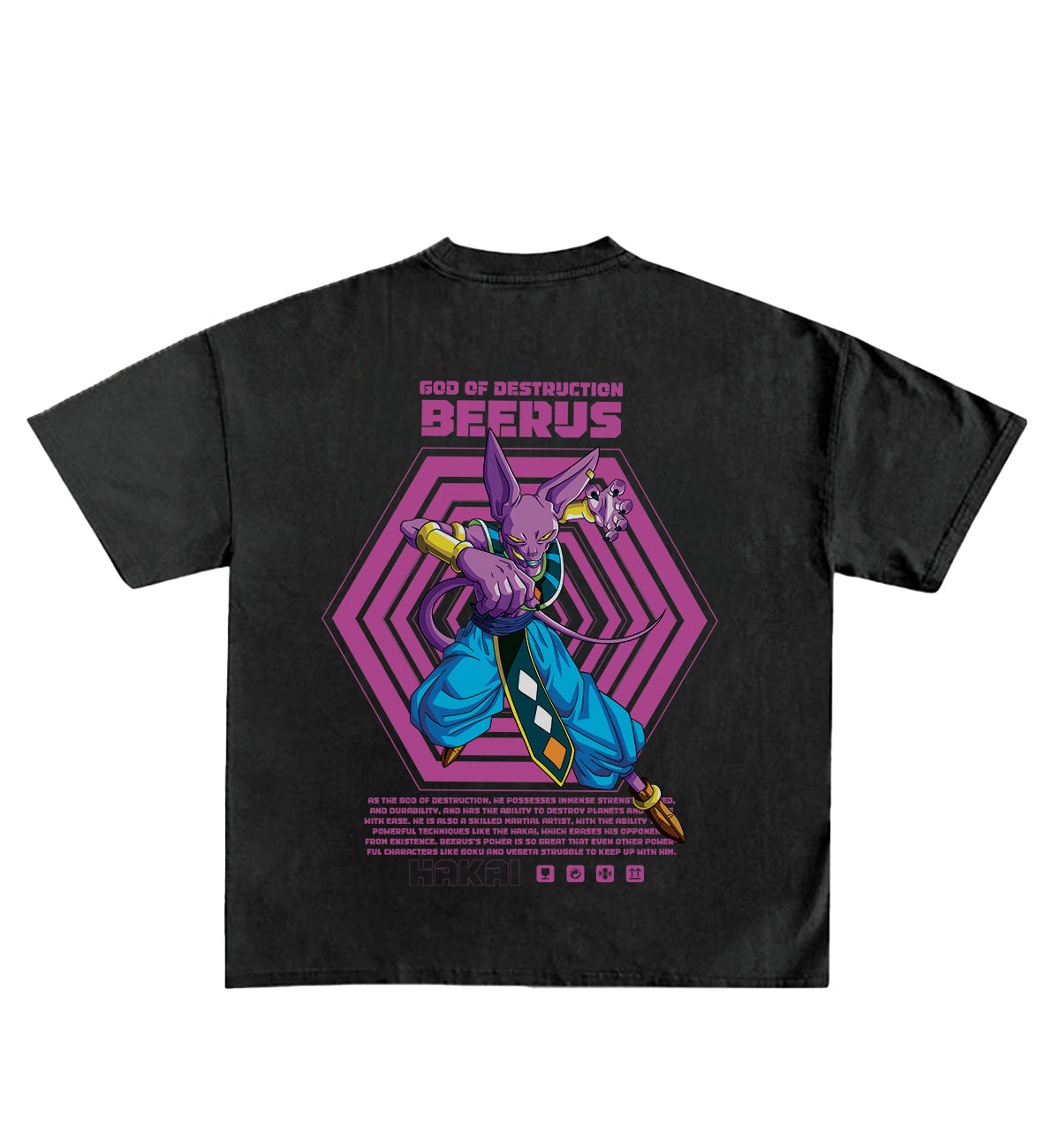 Beerus Designed Oversized T-Shirt